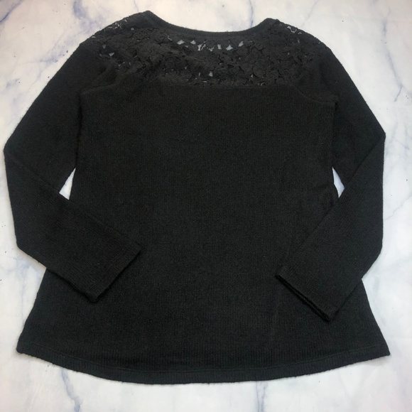 Sanctuary Black Lace Yoke Pullover Sweater - Picture 5 of 8